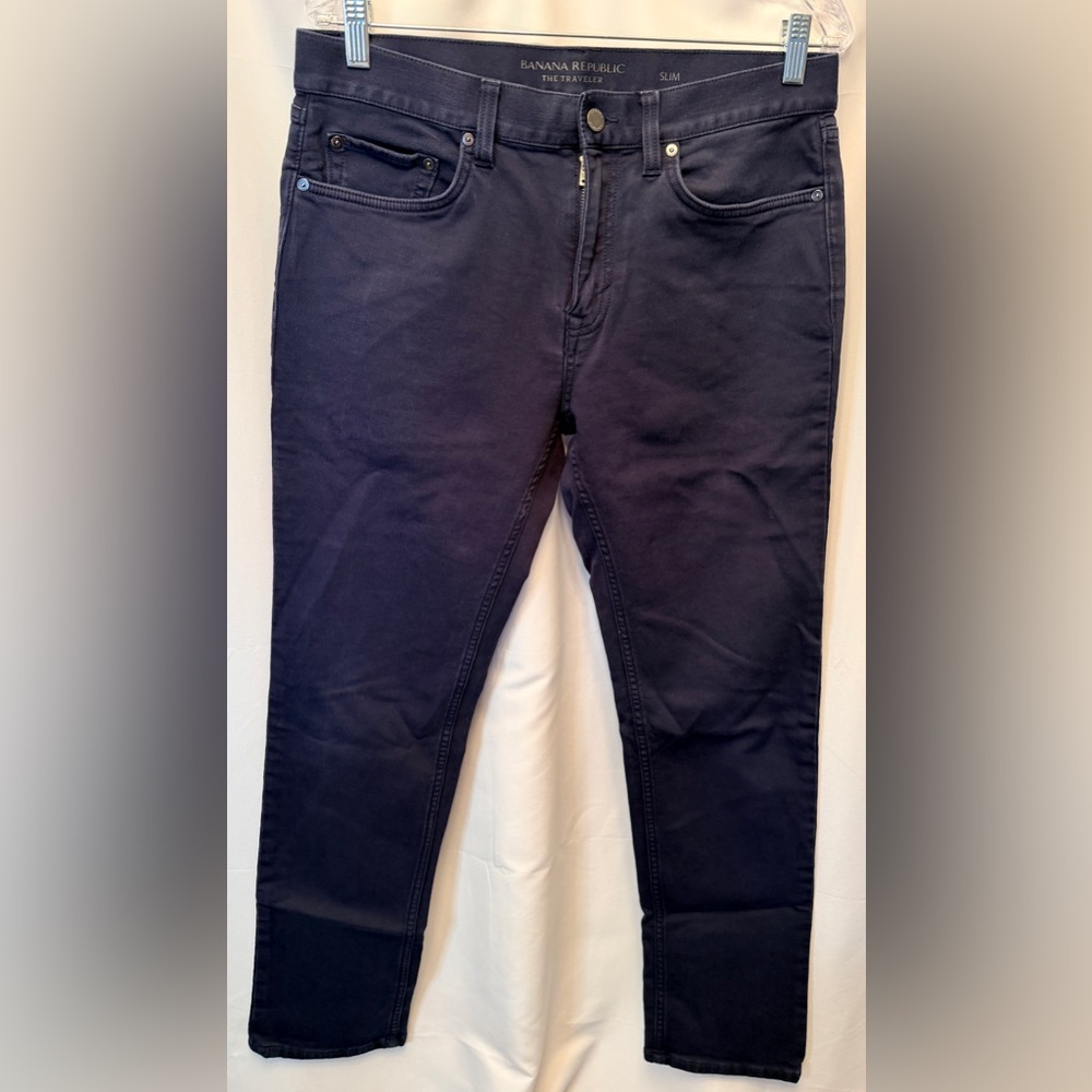 Banana Republic Men’s 32x32 Traveler Jeans Pants Navy Blue Slim‎ Straight Preppy